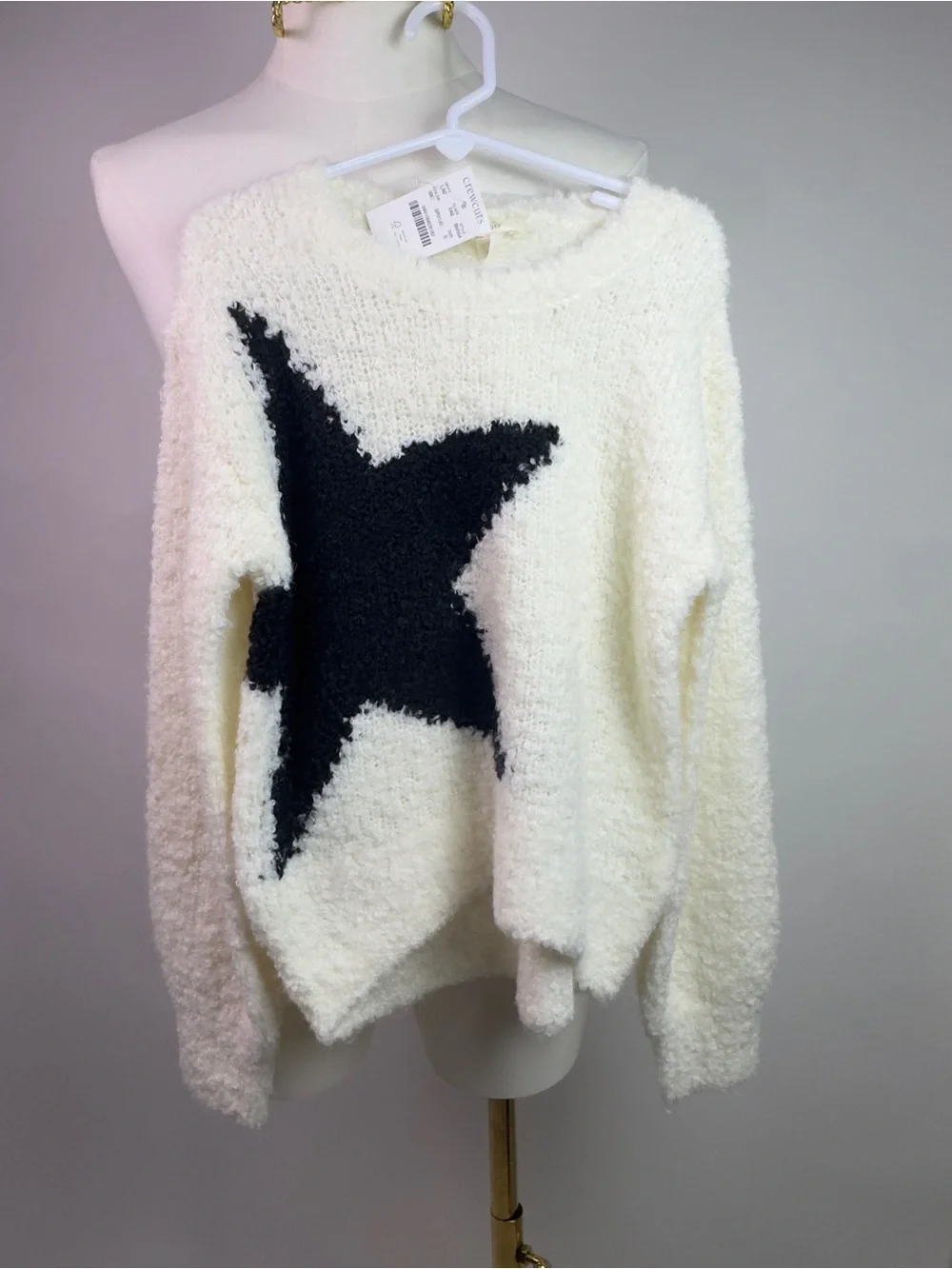 JCrew kids Crewcuts wool alpaca blend sweater | Cream White Star | Small 6/7 NWT